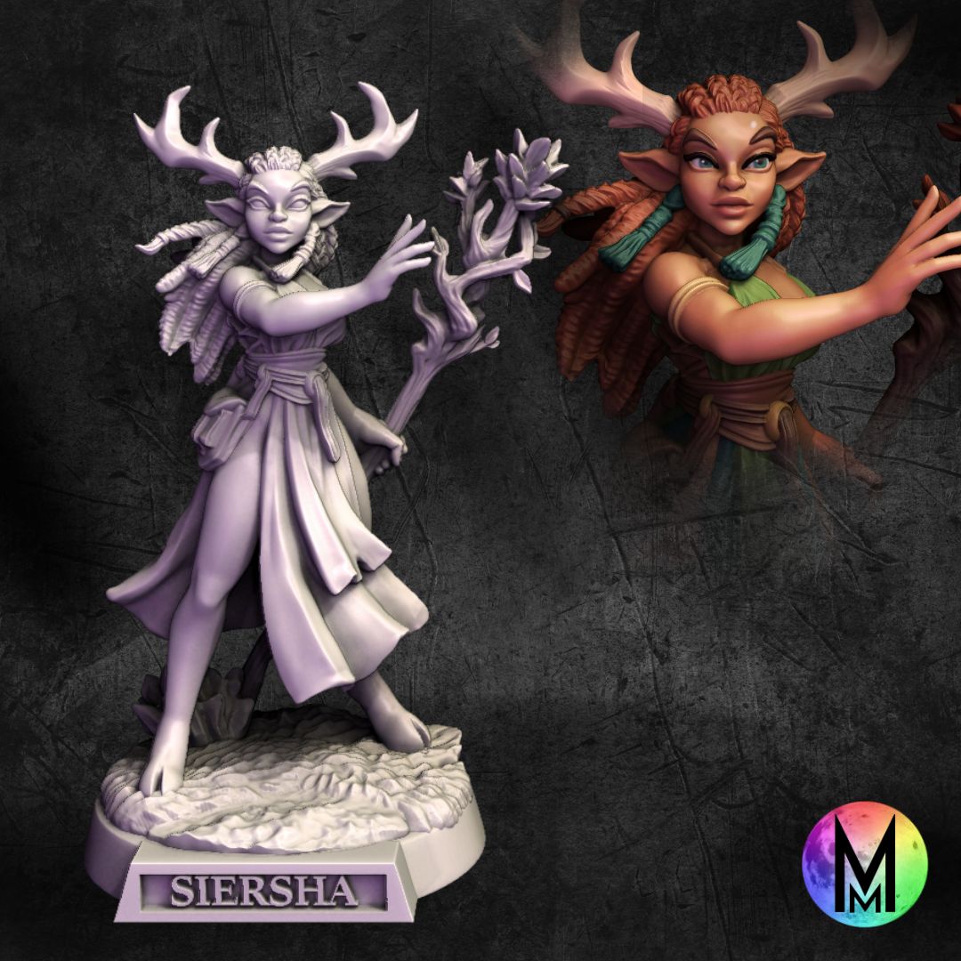 Deerfolk - Siersha the Deer Girl Druid - Female Deer / cervan Druid